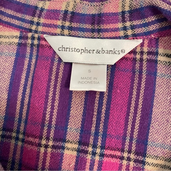 Christopher & Banks Purple and Pink Plaid zipper jacket - Picture 3 of 11